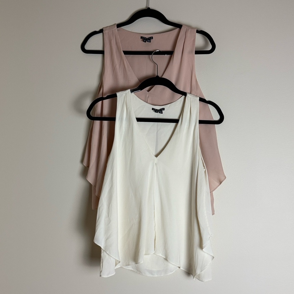 Theory Women's Silk Tank Top Bundle Blush Pink and Cream Size S